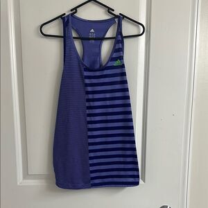 adidas Purple Striped Racerback Tank Top with Green Logo